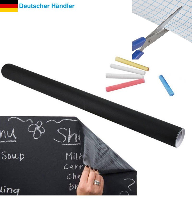 WO10006ebay Tafelfolie Selbstklebend - Schwarz 2m Rolle 45cm breit inkl. Kreide