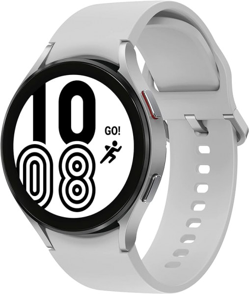 Samsung Galaxy Watch4, Runde Bluetooth Smartwatch, Wear OS, Fitnessuhr, Fitness-Tracker, 44 mm, Silv