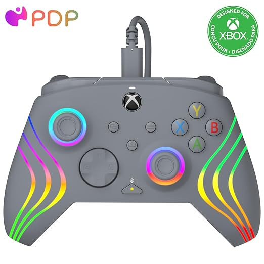 PDP AFTERGLOW XBX WAVE WIRED Controller GREY for Xbox Series X|S, Xbox One, Officially Licensed