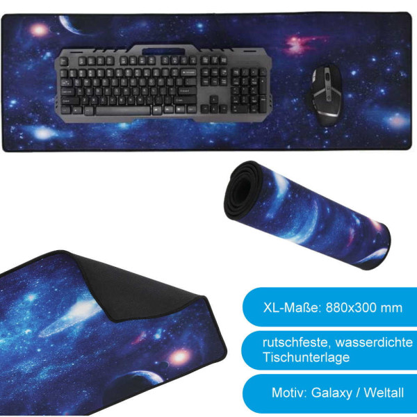 XXL Gaming Mousepad / Tastaturunterlage Galaxy / Weltall 88 x 30 cm