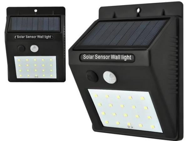 Solar-Wandleuchte mit Bewegungs- und Dämmerungssensoren - 20 LED