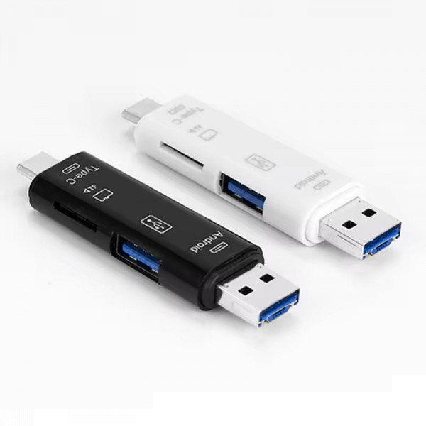 5-in-1 USB 3.0 Typ-C, MicroSD / TF Kartenleser, OTG Adapter iPhone 15 / Android