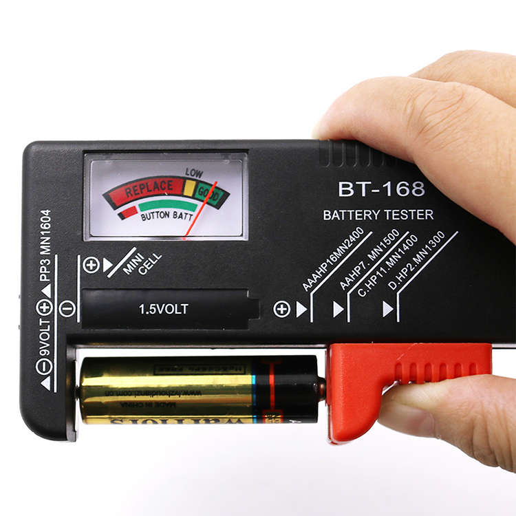 BT-168-SCHWARZ, Batterietester, Analoges Voltmeter, Universeller  Batterie- und Akkutester