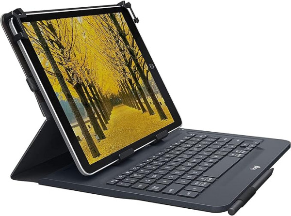 Logitech Universal Folio Tablet-Hülle mit Kabelloser Tastatur, Bluetooth, 2-Jahre Batterielaufzeit,