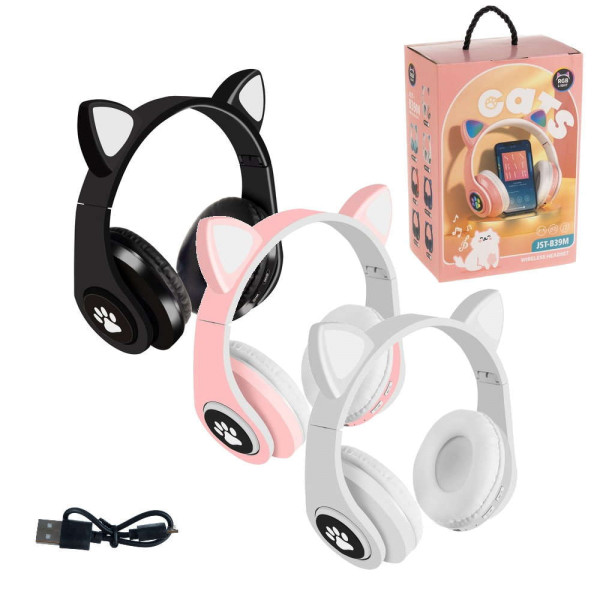 Kabellose Kinder-Kopfhörer mit Katzenohren in 3 versch. Farben (Bluetooth 5.0)
