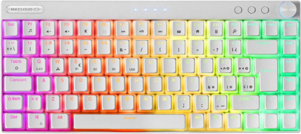 MARSGAMING MKCLOUD, Wireless Mechanische Tastatur RGB Weiß, Ultra-kompakt 75%, Switch Outemu SQ PRO
