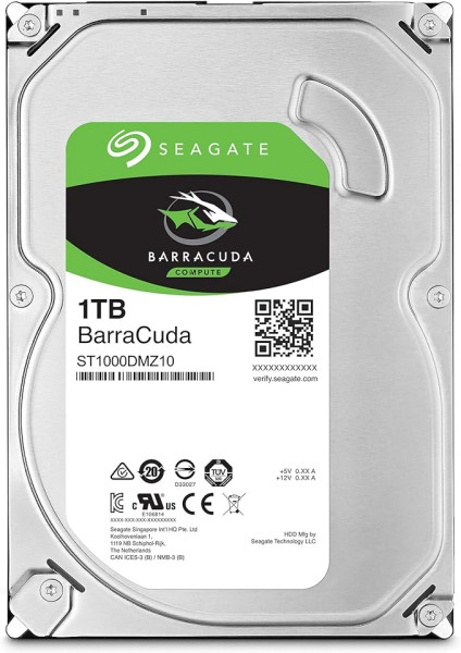 Seagate Barracuda 1TB interne Festplatte HDD, 3.5 Zoll, 7200 U/Min, 64 MB Cache, SATA 6GB/s, silber,